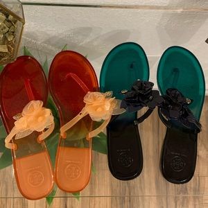 TWO Tory Burch Jelly sandals.